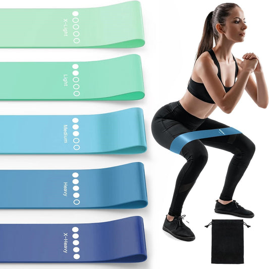 Resistance Bands for Fitness, Yoga, and Exercise - Workout Bands for Women and Men, Exercise Bands, 5 Set Stretch Bands for Booty, Legs, Gym, Pilates, Flexbands, Workout Bands Resistance