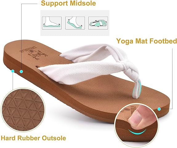 Flip Flops for Women with Arch Support Yoga Mat Comfortable Summer Beach Walking Thong Cushion Sandals Slip On Indoor Outdoor