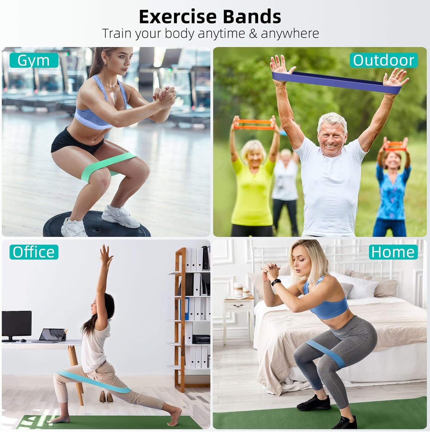 Resistance Bands for Fitness, Yoga, and Exercise - Workout Bands for Women and Men, Exercise Bands, 5 Set Stretch Bands for Booty, Legs, Gym, Pilates, Flexbands, Workout Bands Resistance